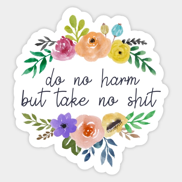 Do No Harm Floral Outline Sticker by annmariestowe